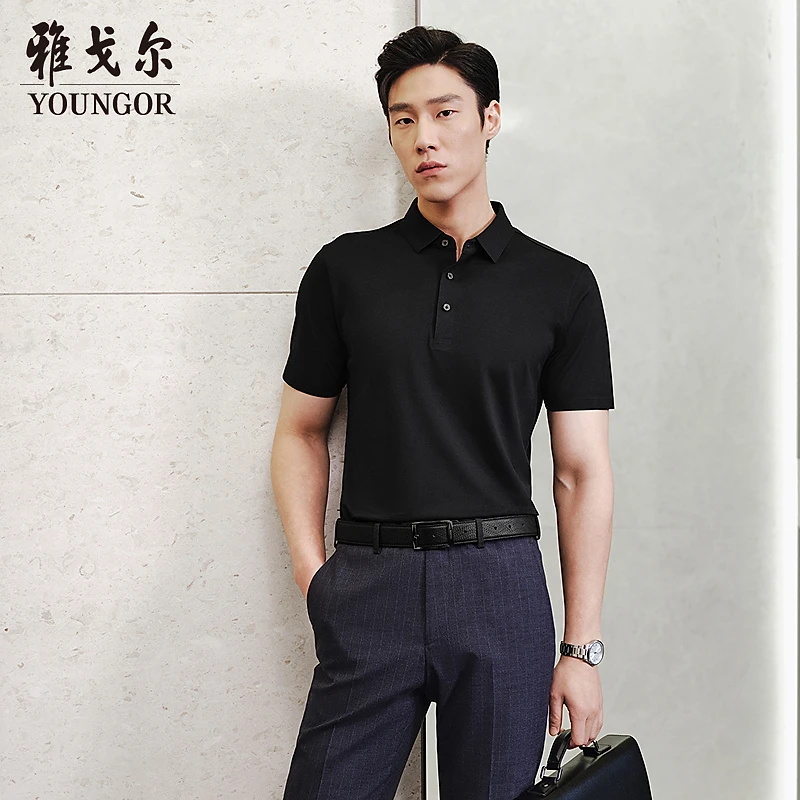 【高支凉感】雅戈尔男装夏季短袖POLO衫弹力棉时尚翻领T恤男513122