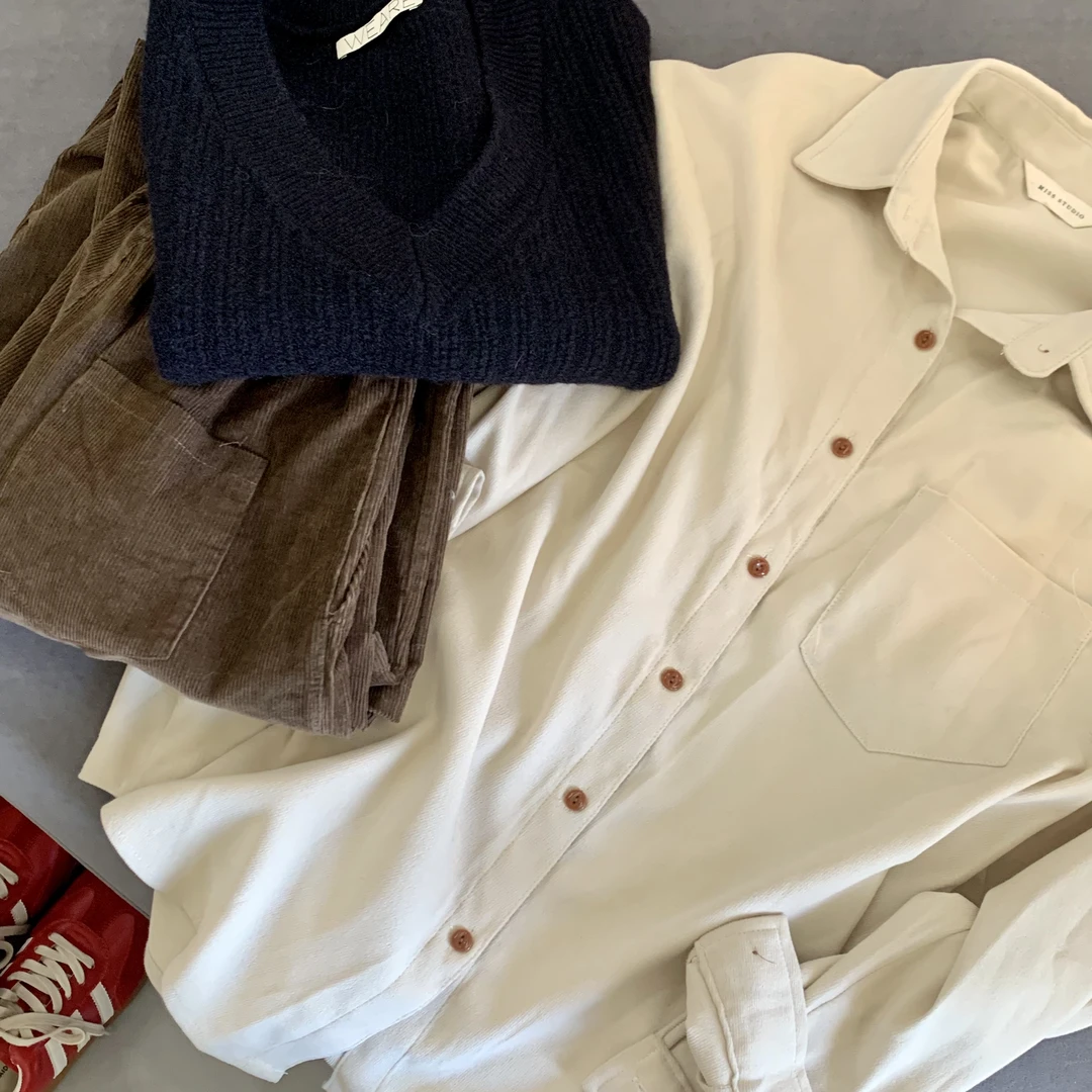 【WEN内购会】手感扎实的灯芯绒衬衫女宽松显瘦中长WWC0044