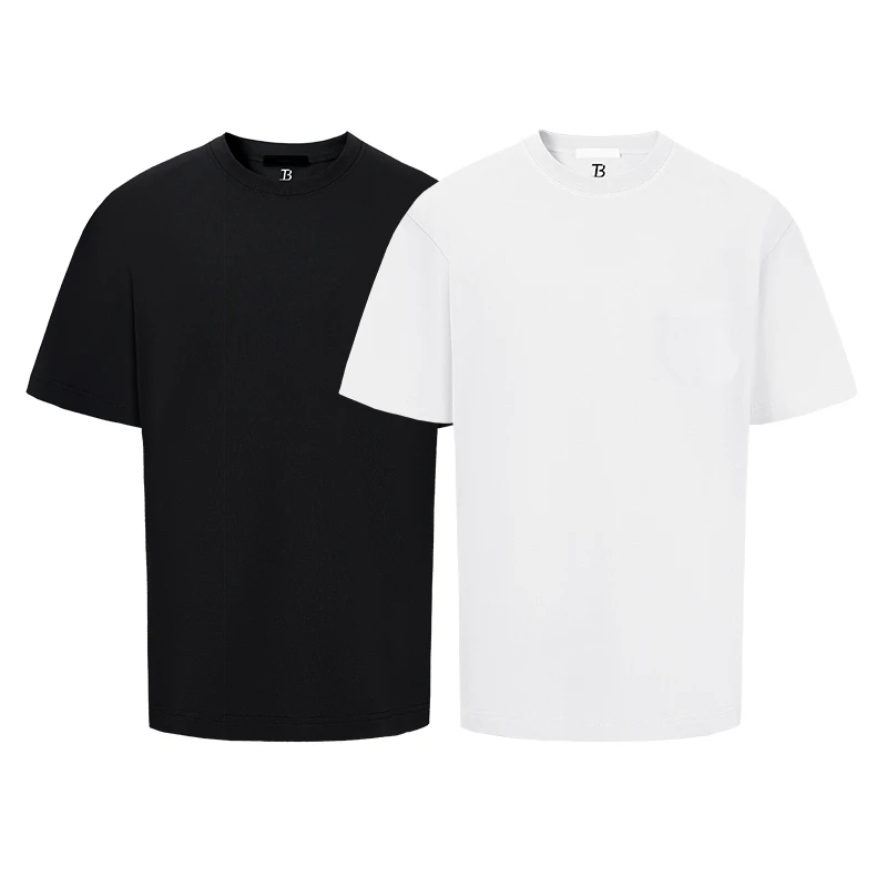260克空气层莫代尔纯色圆领短袖男2025百搭设计感小众T恤