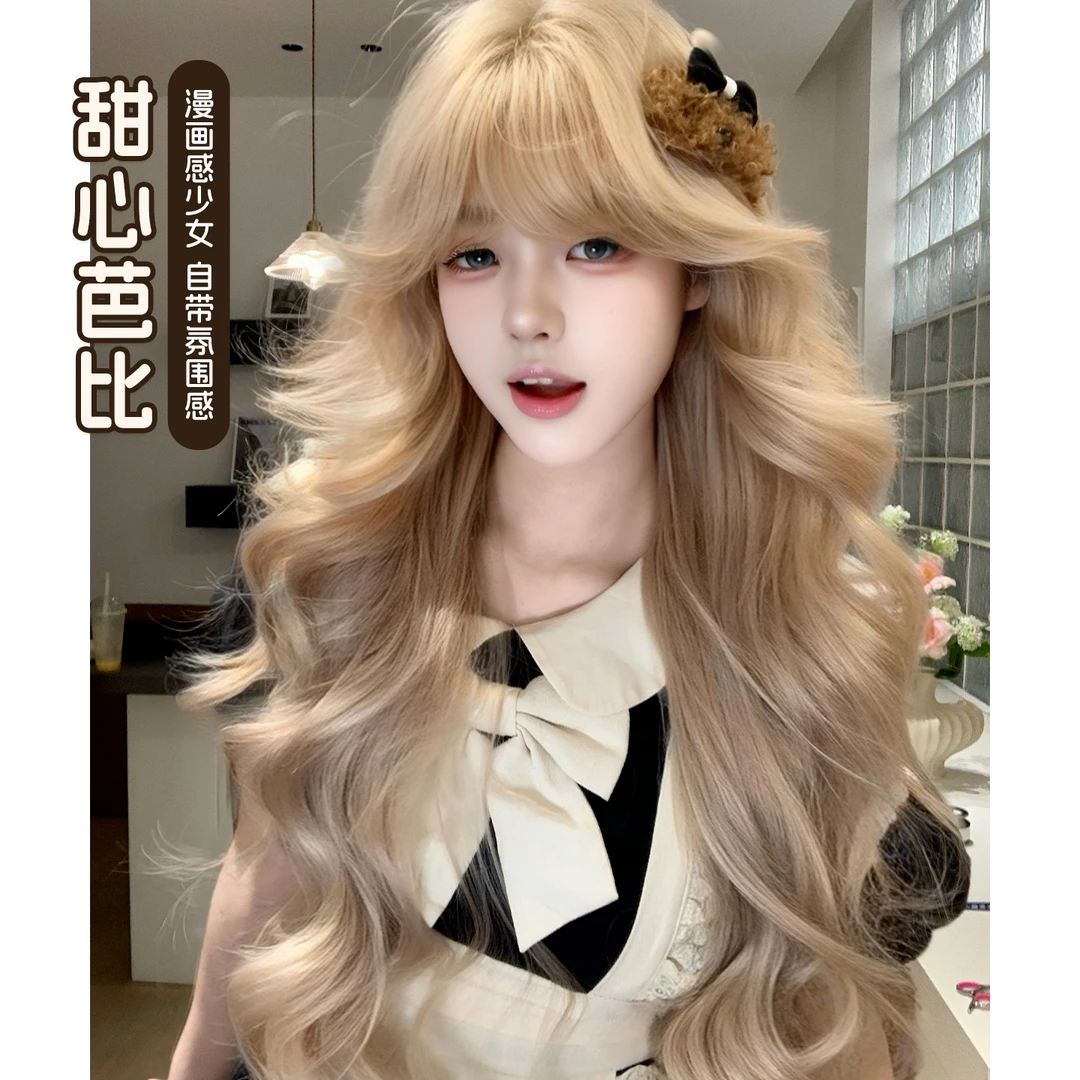 【甜心芭比】束朵女款气质假发白金色长卷发lolita网红女款气质