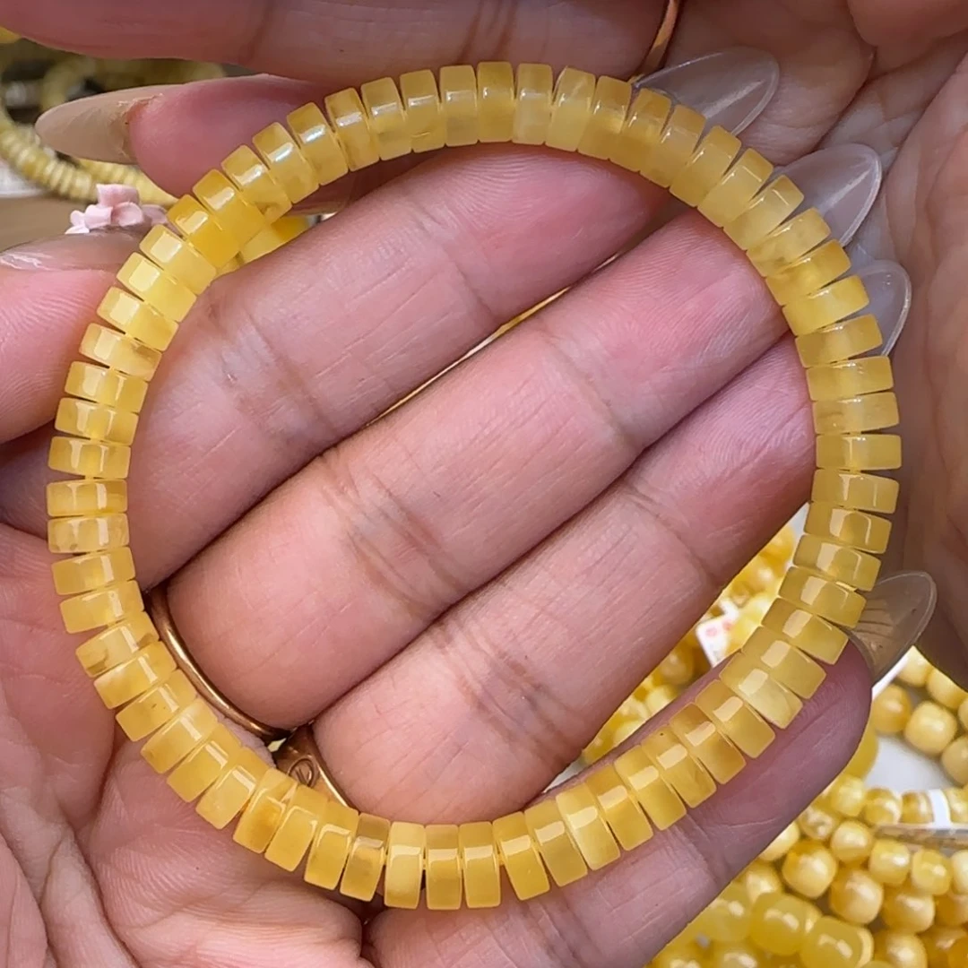 未镶嵌蜜蜡手链鸡油黄药片手串