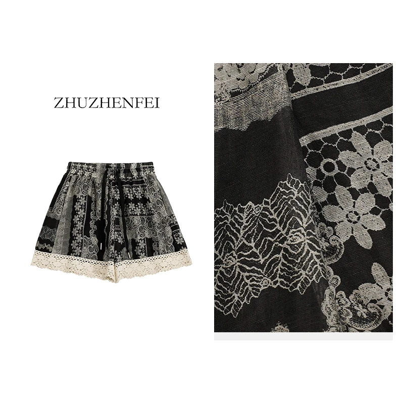 ZHUZHENFEI时尚花边直筒短裤Z352420