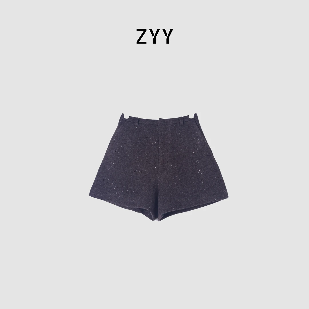 ZYY【森林城堡】2025S/S新品经典质感钢花呢微A短裤X25QDK04732