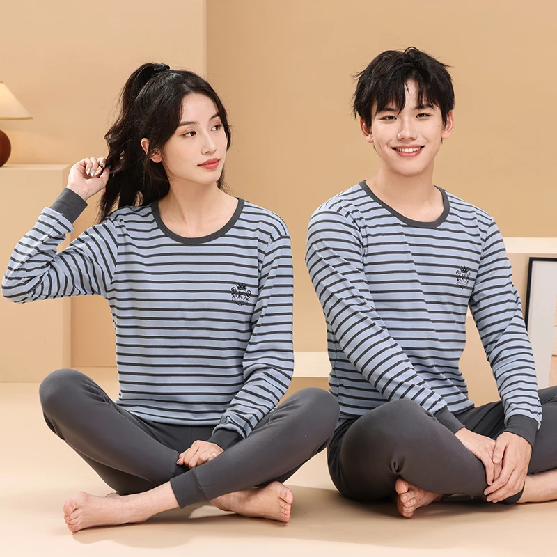 青少年秋衣秋裤套装男纯棉中大童女初中学生全棉薄款保暖内衣睡衣