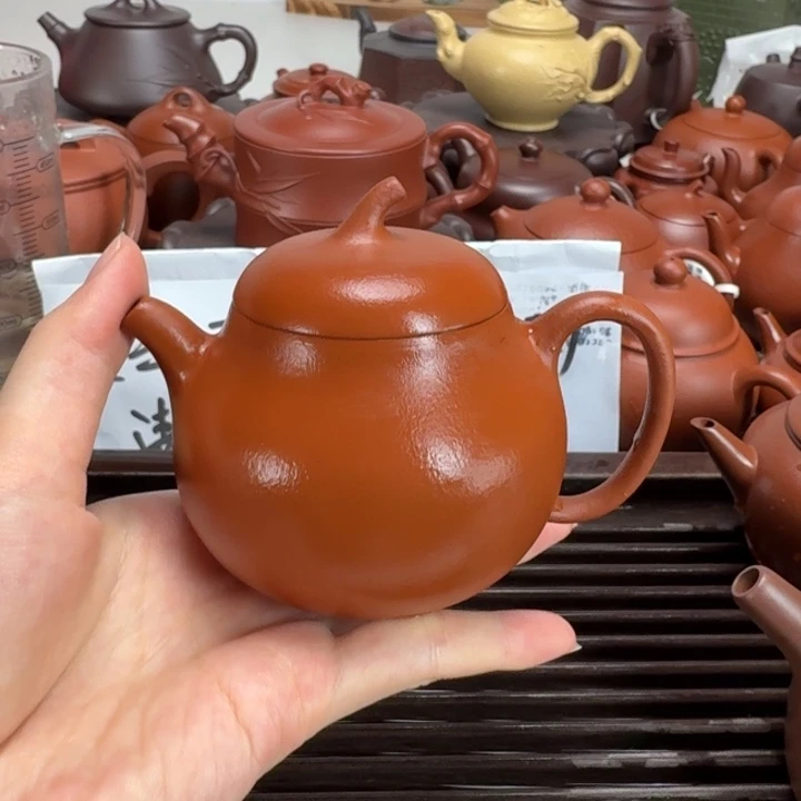 茶壶紫砂朱泥全手茄瓜170毫升
