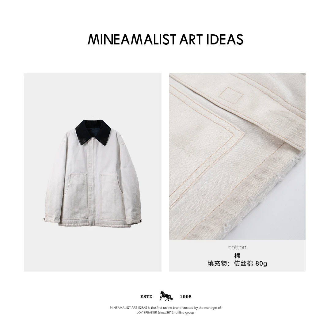 MINEAMALIST ART IDEAS复古做旧喷漆翻领夹克棉服外套2674M
