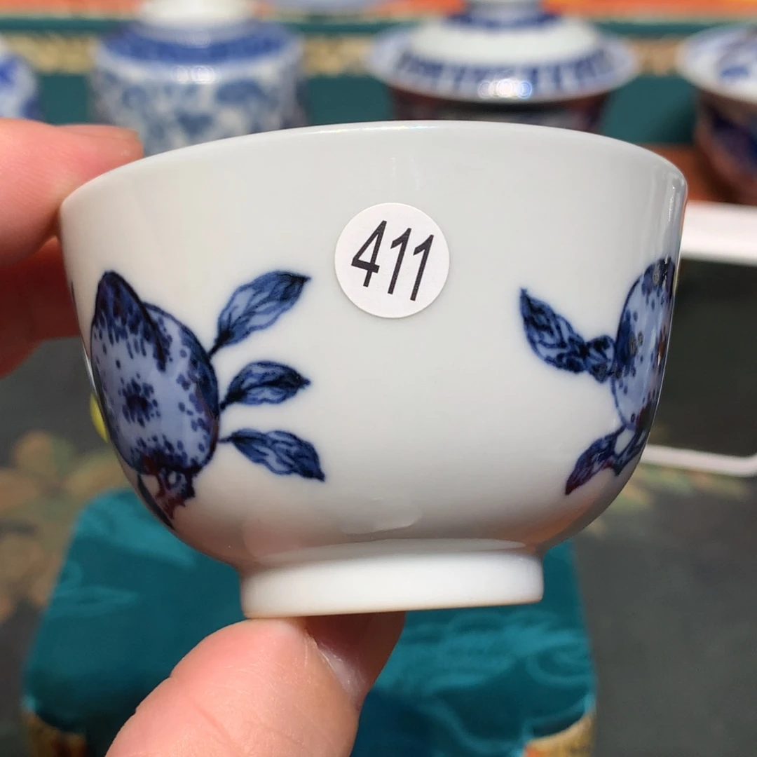 卸***涛陶411青花桃子主人杯qh102