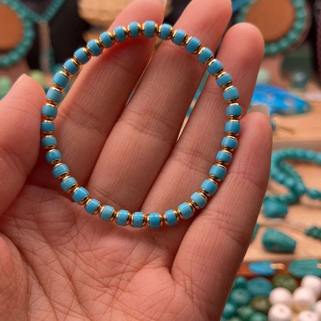 绿松石珠宝奇石18K金镶嵌