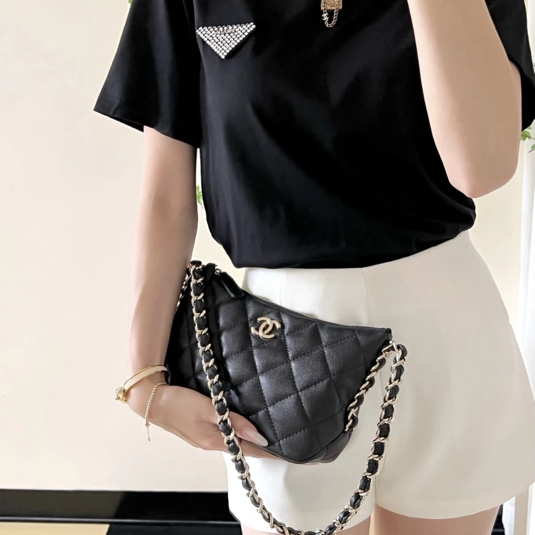 99新 Chanel/香奈儿 展会外场！24p黑金鱼子酱hobo小号