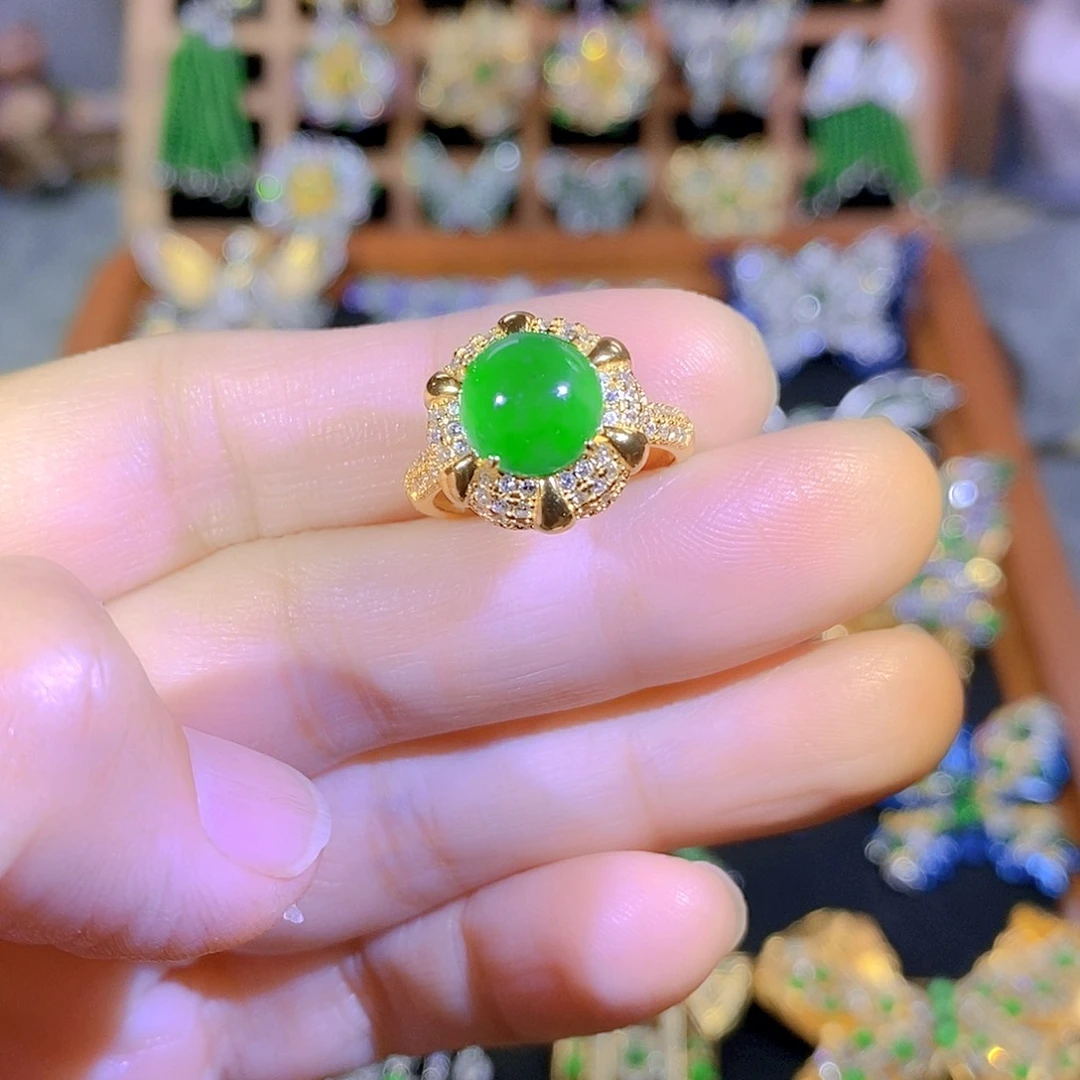 银S925镶嵌把件翡翠