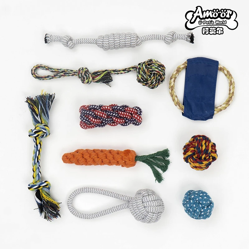 耐咬狗狗洁齿玩具绳结宠物磨牙小中大型犬编织棉绳咬绳玩具