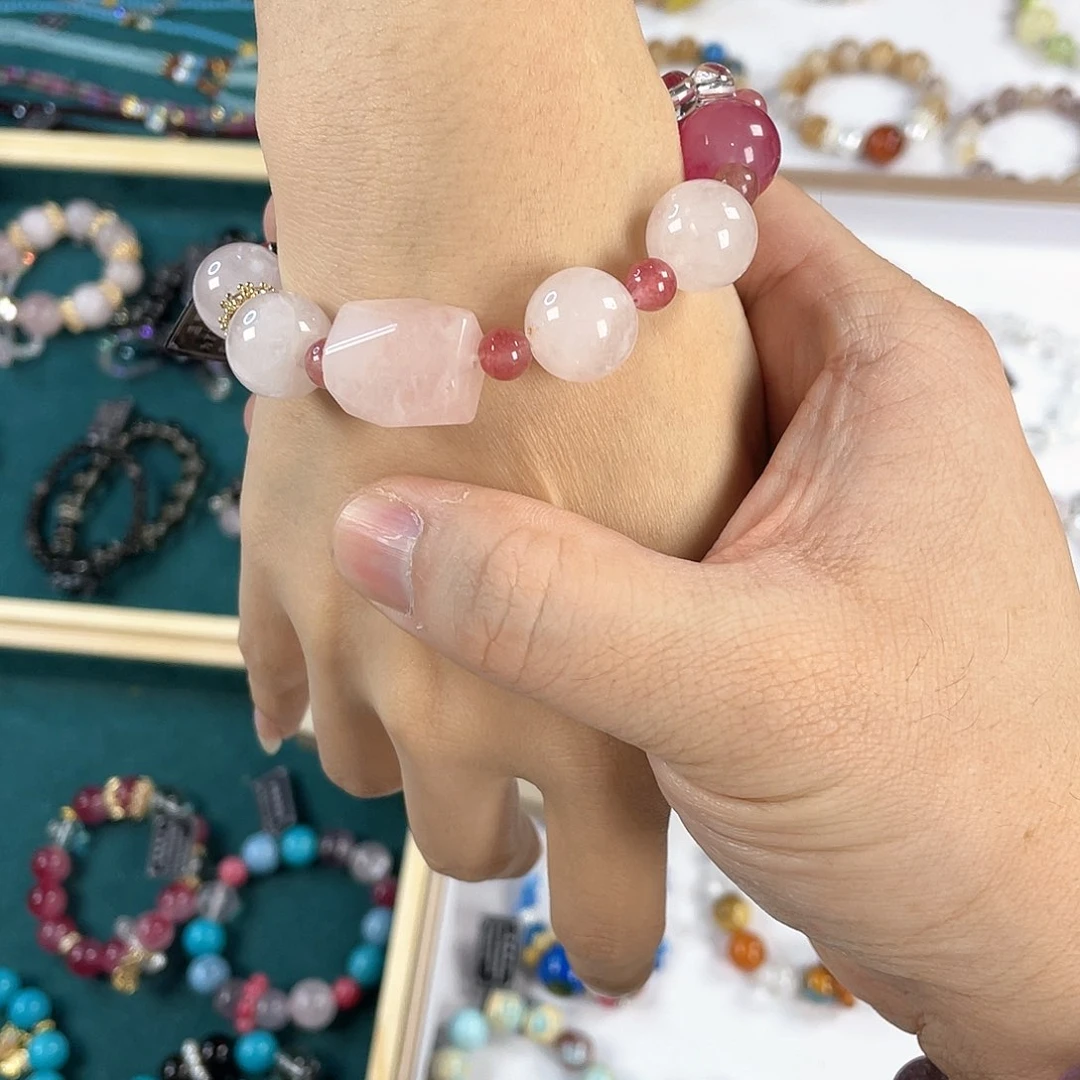 水晶手链银S925镀金镶嵌