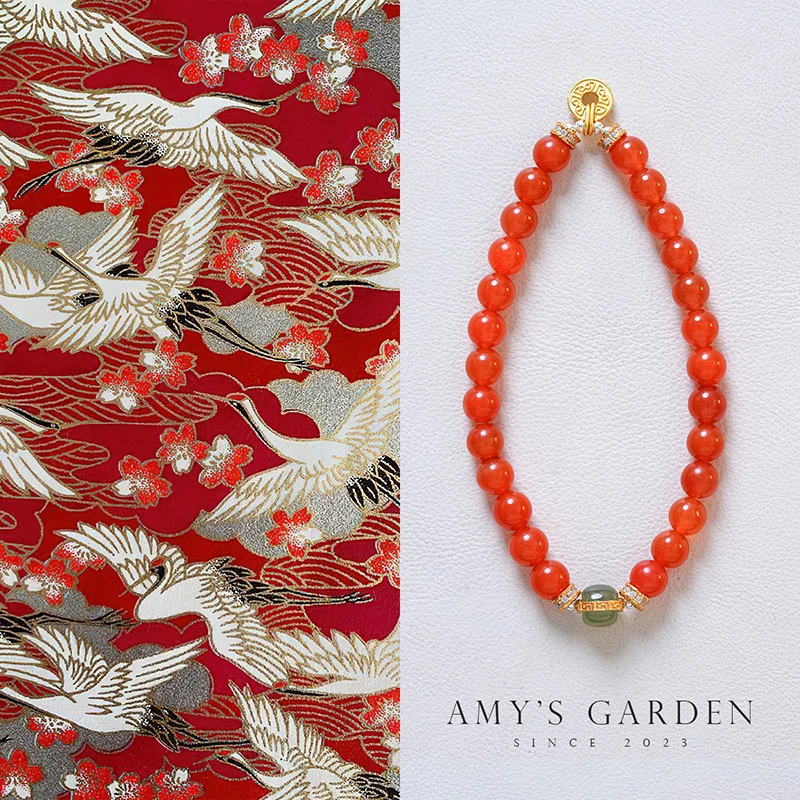 【凤凰涅磐】天然南红玛瑙单圈手串樱桃红手链女小众原创新中式国风