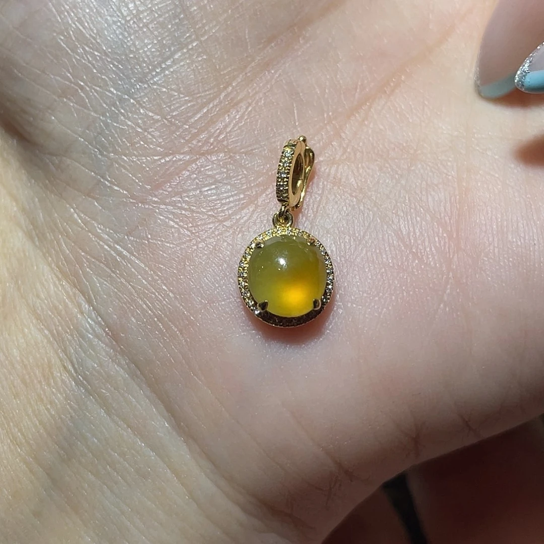 吊坠(不含链)18K金镶嵌翡翠