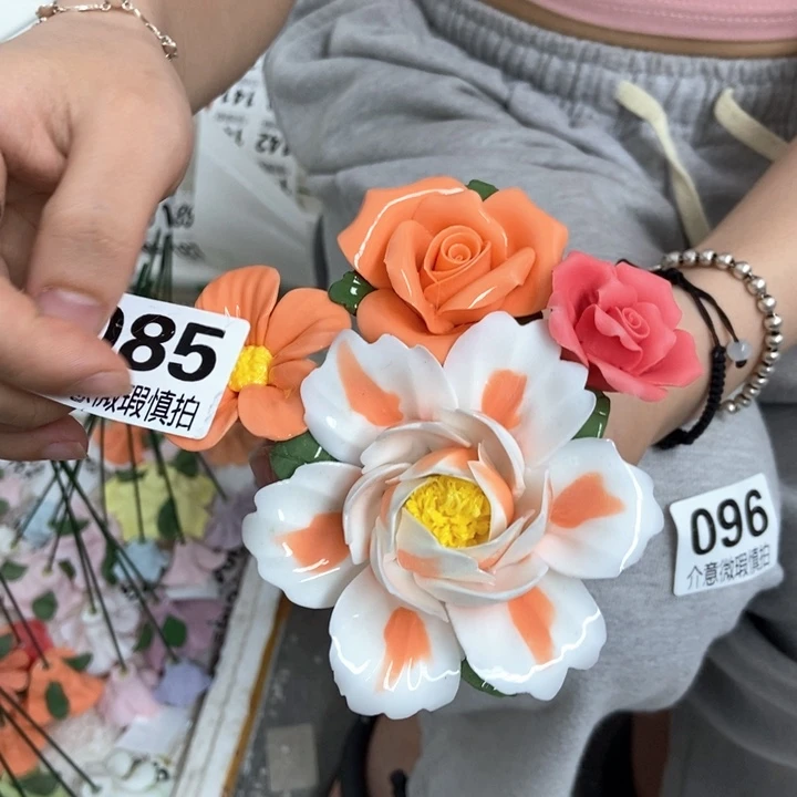摆件手工制作陶瓷花