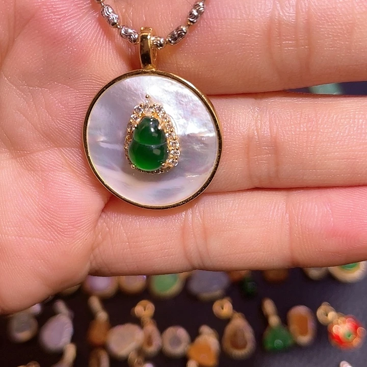 翡翠银S925镶嵌吊坠(不含链)天然翡翠