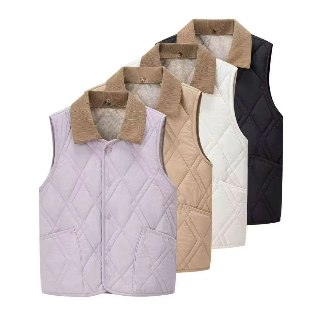 N4080 翻领绗缝马甲，复古拼接设计感十足，秋冬叠穿造型感拉满