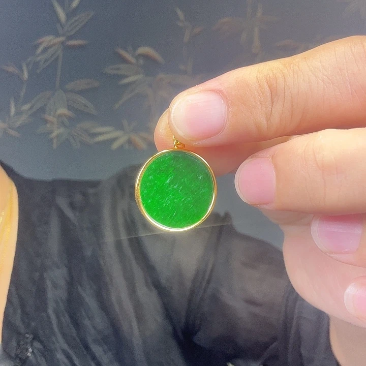 阿***连翡翠银S925镶嵌吊坠(不含链)