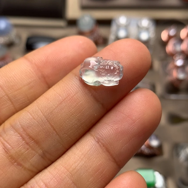 翡翠合金戒指翡翠高冰起光貔貅