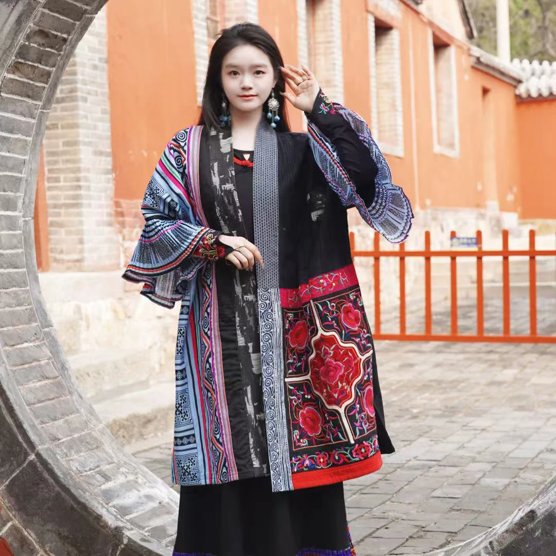 【大喇叭】中长款外套民族风刺绣重工艺时尚气质高雅艺术风格23262