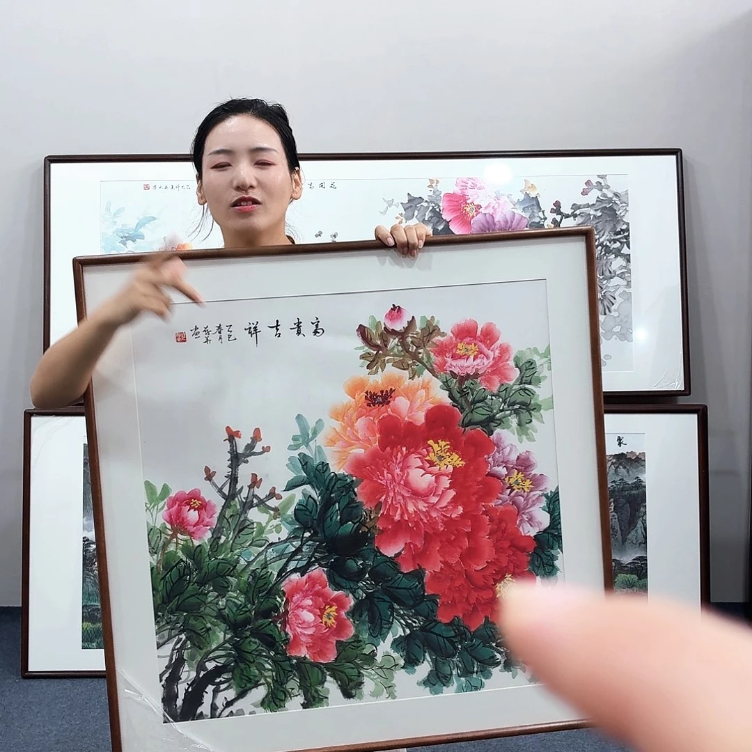 国画手绘作品80×80尺寸