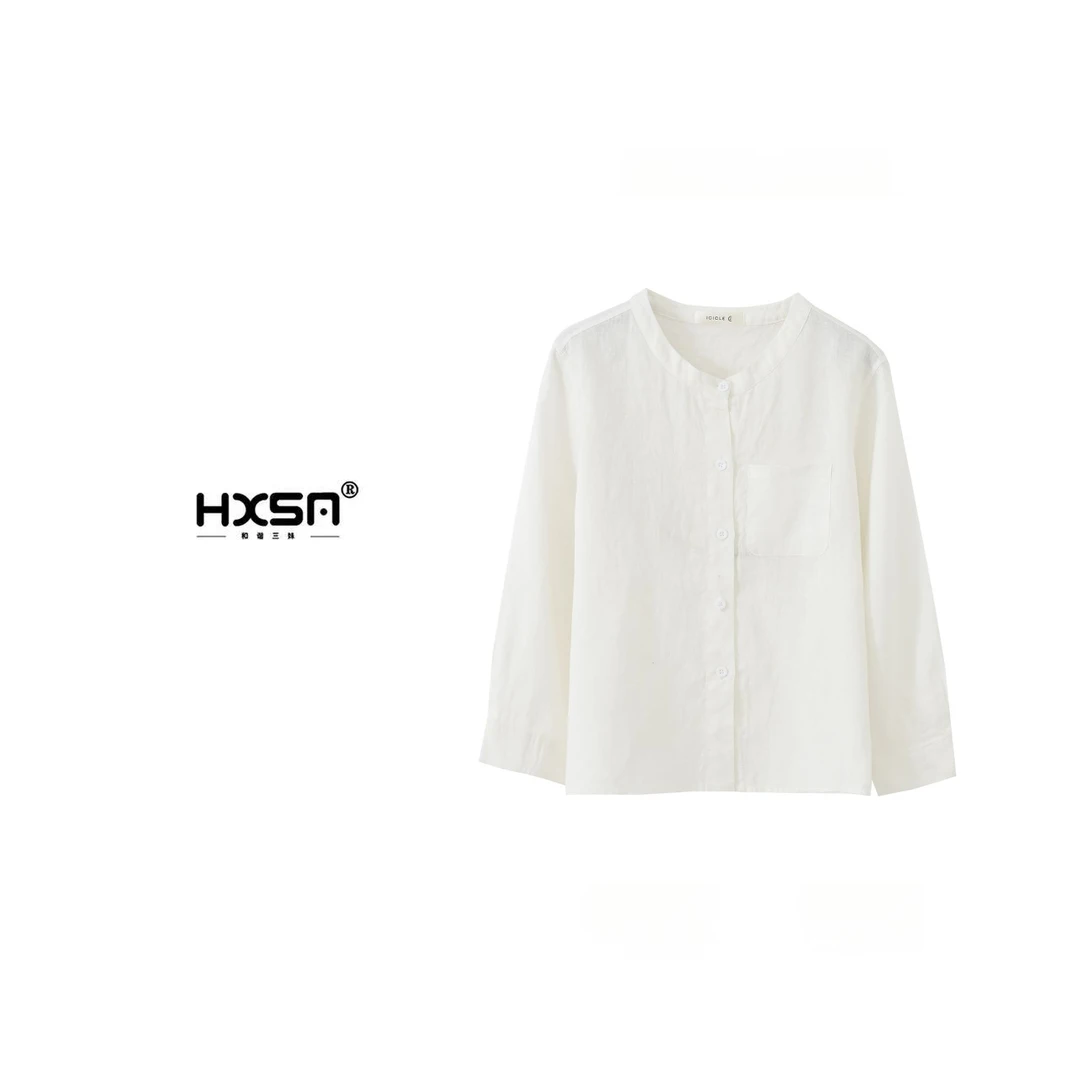 HXSM「亚麻圆领衬衫」夏独特设计复古显瘦系列3096