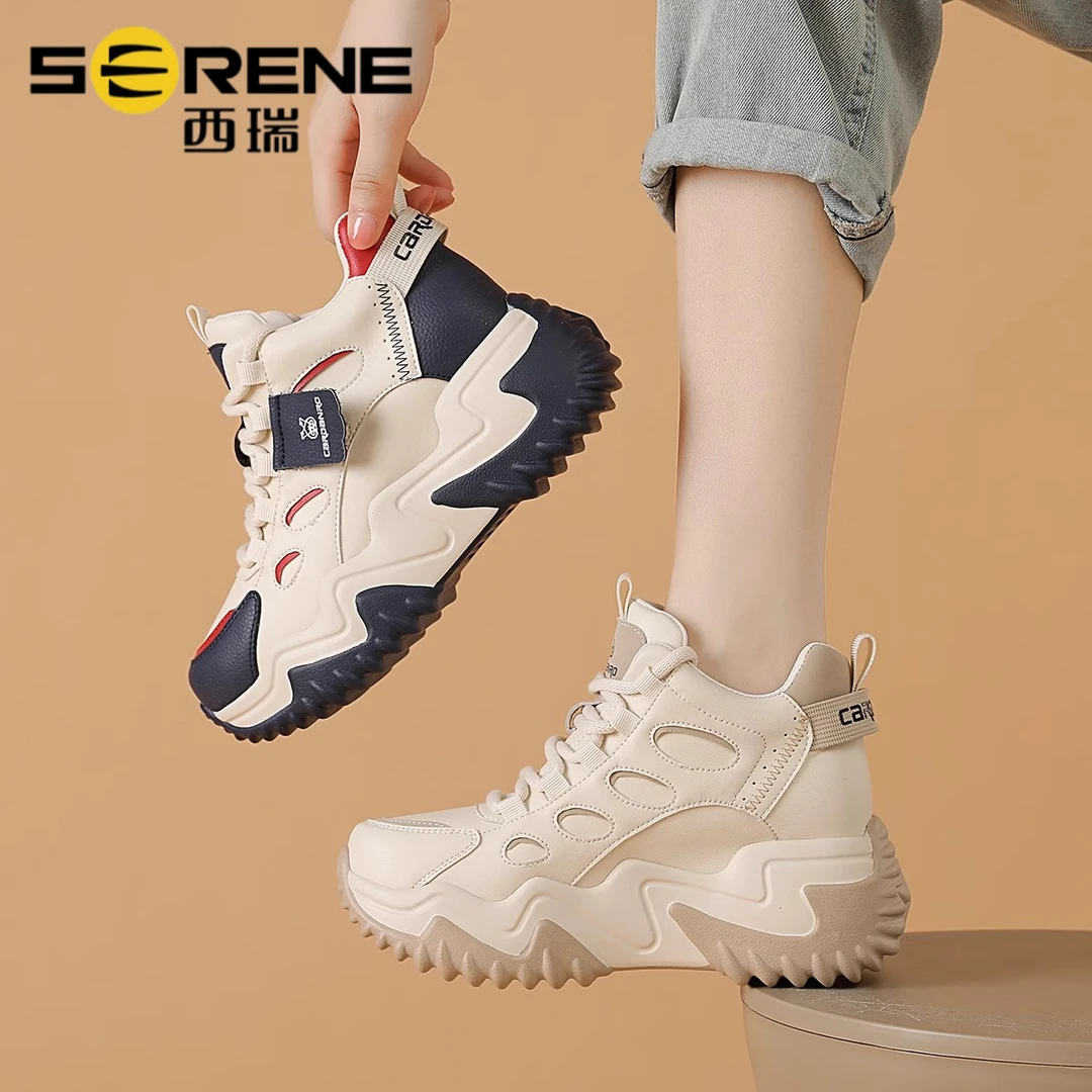 西瑞厚底老爹鞋女秋冬休闲鞋女款2025爆款洋气百搭女士加绒运动鞋