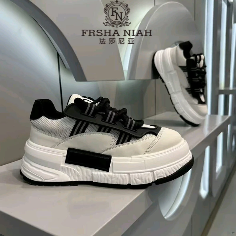 法莎尼亚男鞋秋季新款时尚轻奢透气百搭休闲鞋厚底增高低帮运动鞋
