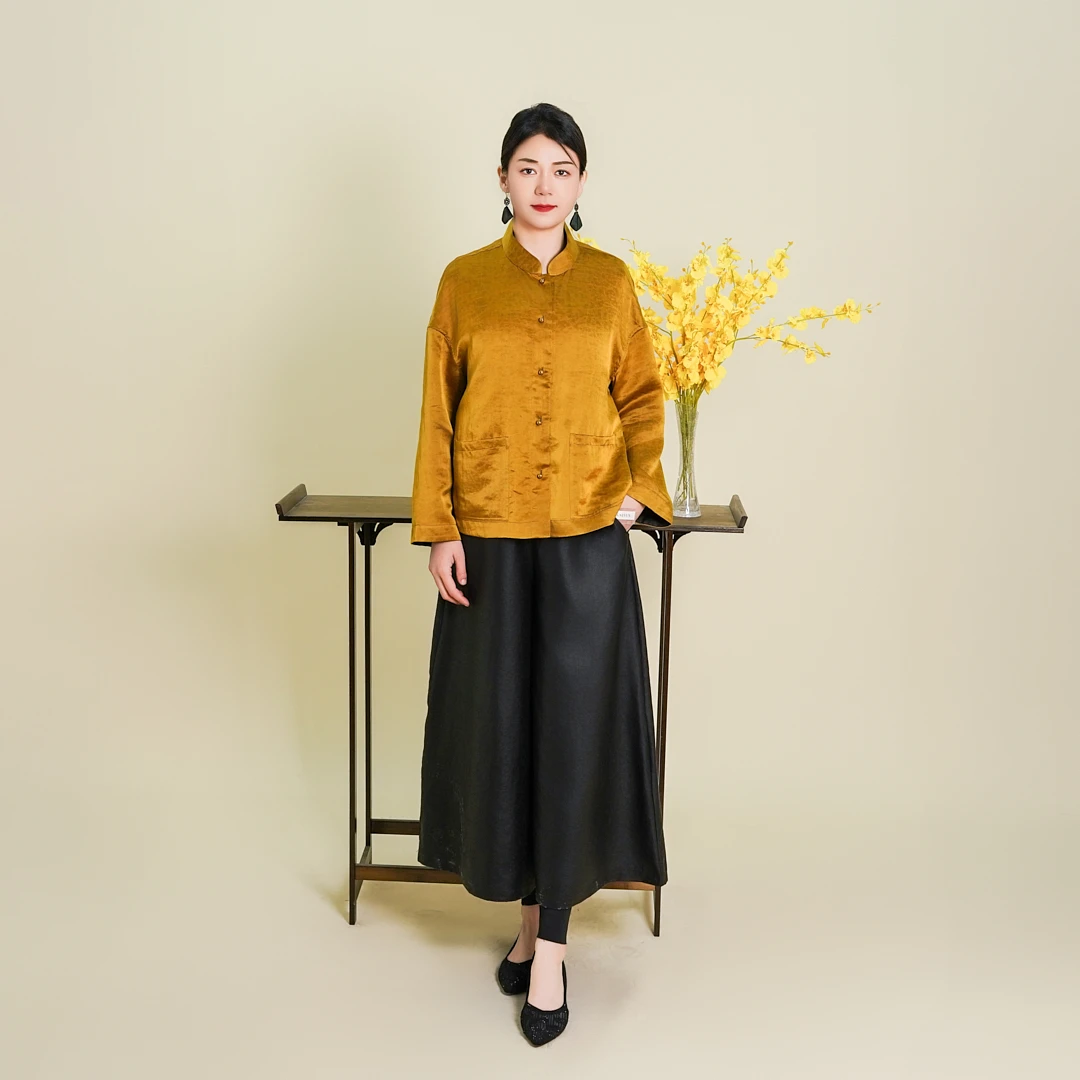 【赤金】2025年桑蚕丝彩龟香云纱大码上衣