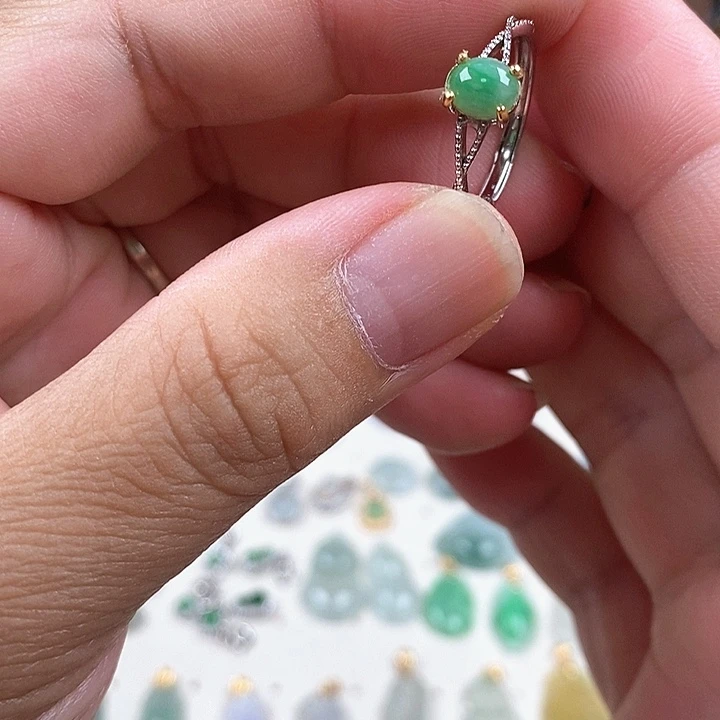银S925镶嵌戒指翡翠43号