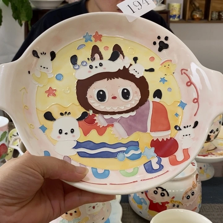 瓷片景德镇釉下彩手绘