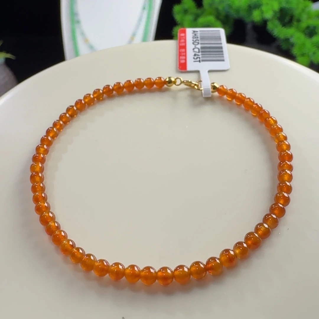 翡翠未镶嵌手链冰橘红小米单圈卡3mm