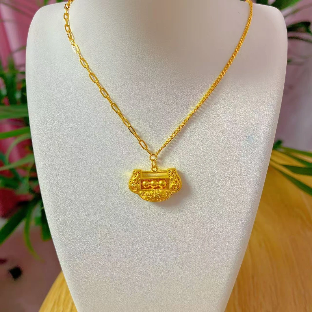 足金999    经典百搭平安锁套链