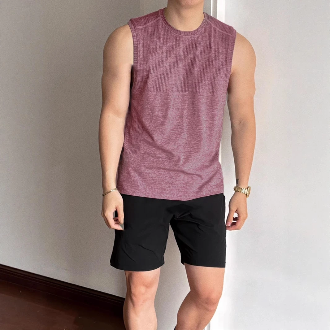 男士运动坎肩背心夏季速干透气无缝健身跑步训练紧身上衣无袖t恤