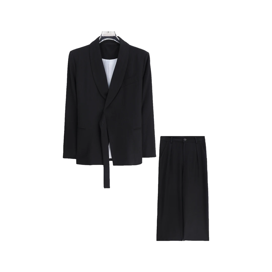 S 气质休闲西装外套高级感裤腿裤简约套装S3610
