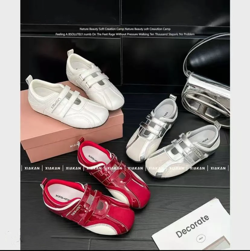 2025年爆款增高6cm魔术贴镂空运动玛丽珍鞋女夏款百搭休闲德训鞋