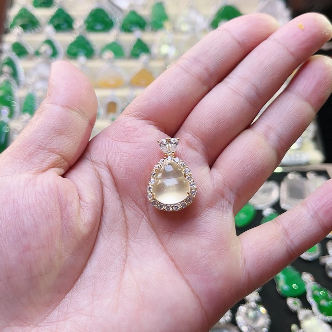 颈饰银S925镶嵌石英质玉@****儿葫芦