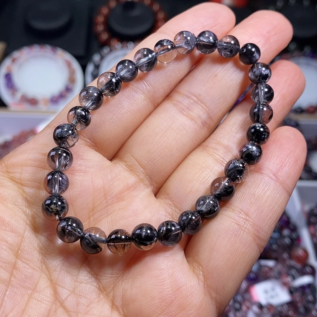 水晶未镶嵌手链黑银钛