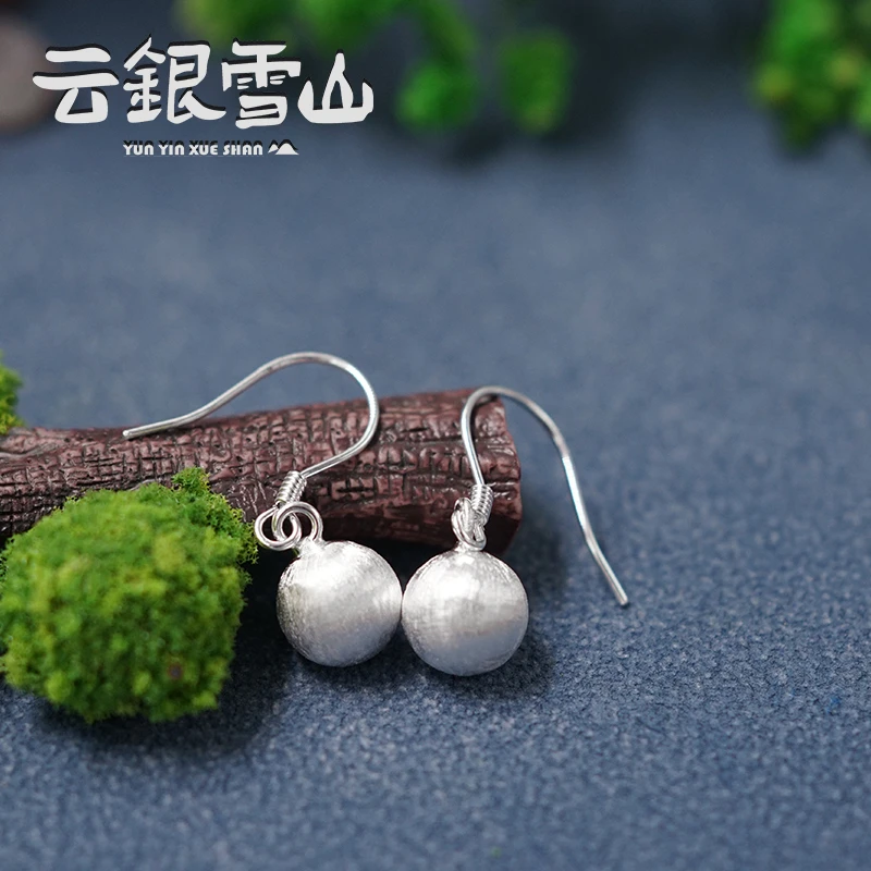 925银耳饰 XR62【拉丝圆球耳钩】925银