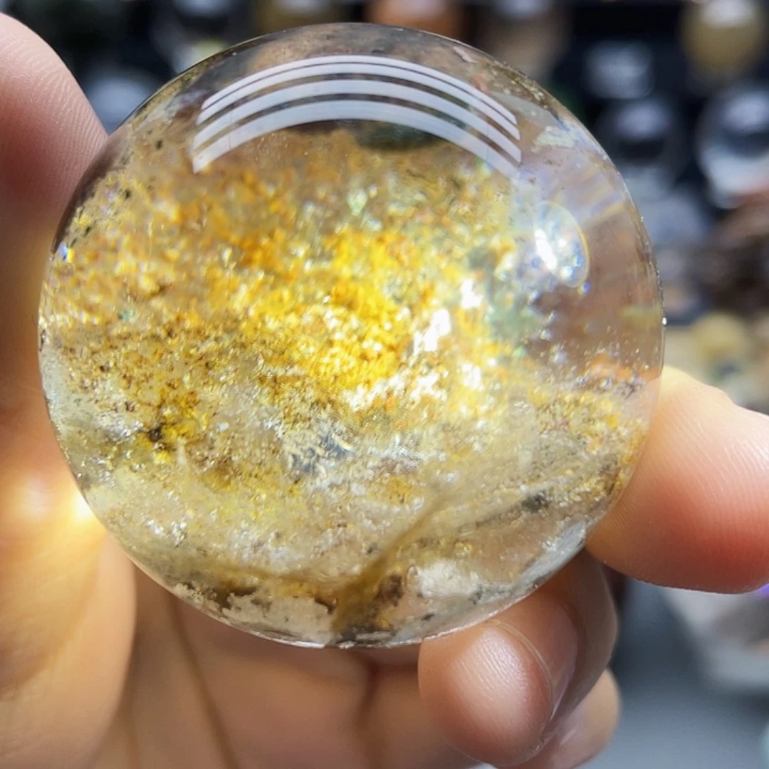 未镶嵌珠宝半成品水晶天然黄幽灵43.7mm
