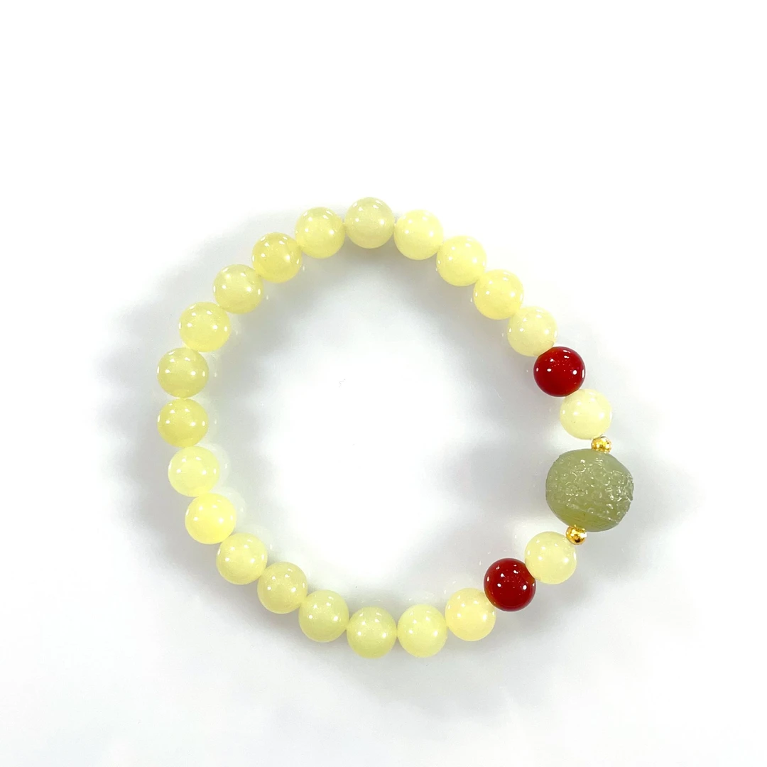 预售新疆和田玉甘黄龙珠手串RB243076尺寸约8mm