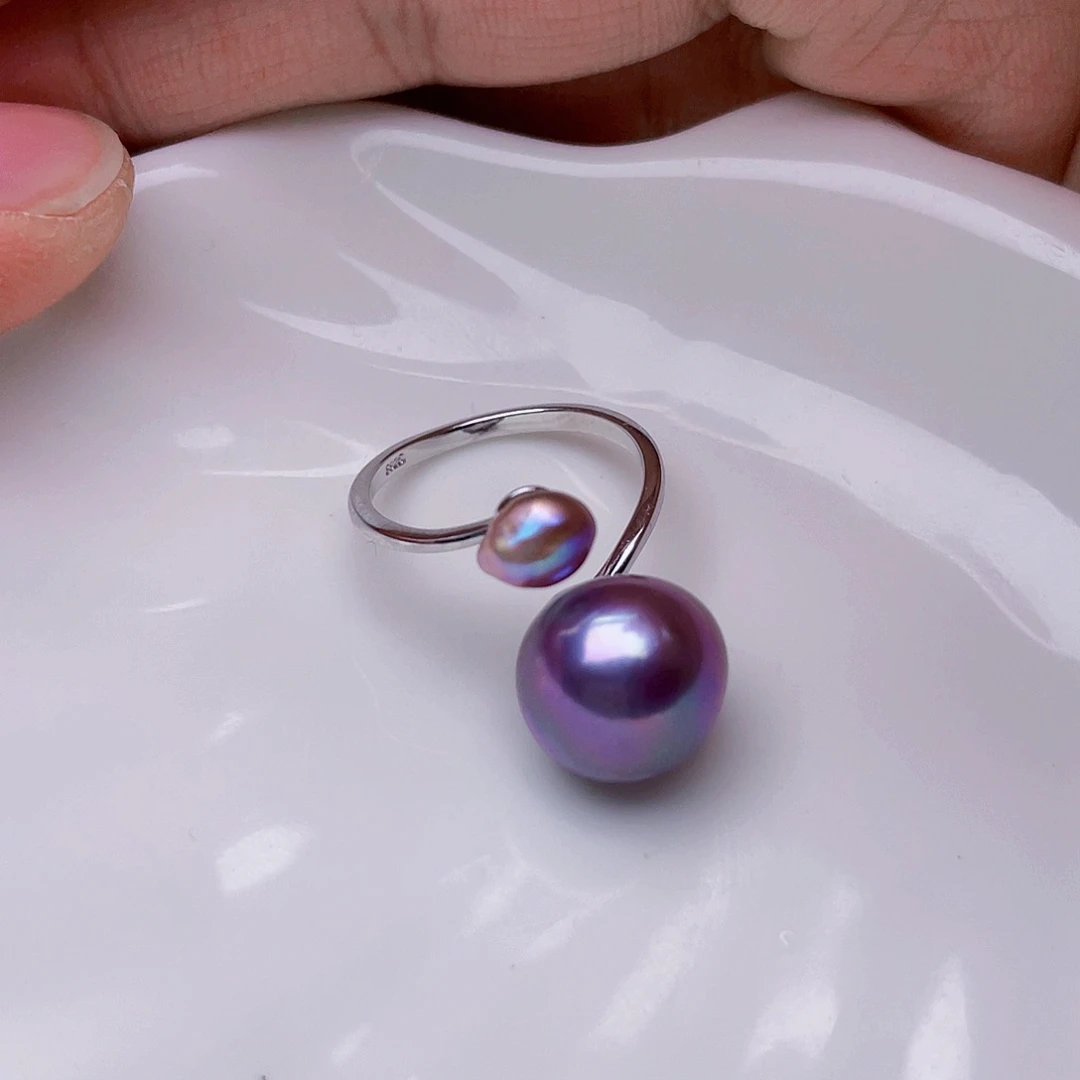 淡水珍珠戒指银S925镶嵌?**?