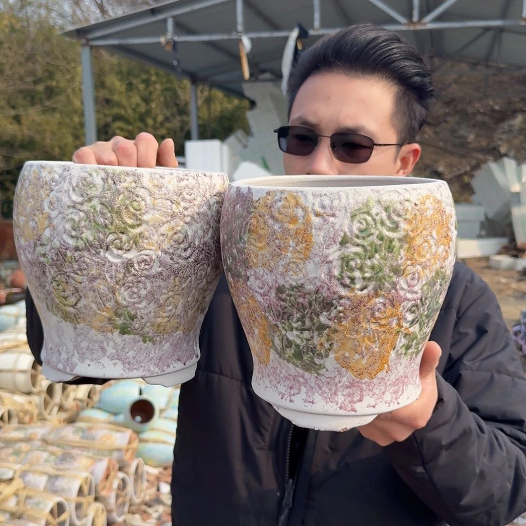 紫砂公道杯口18高21（两个玫瑰花紫色