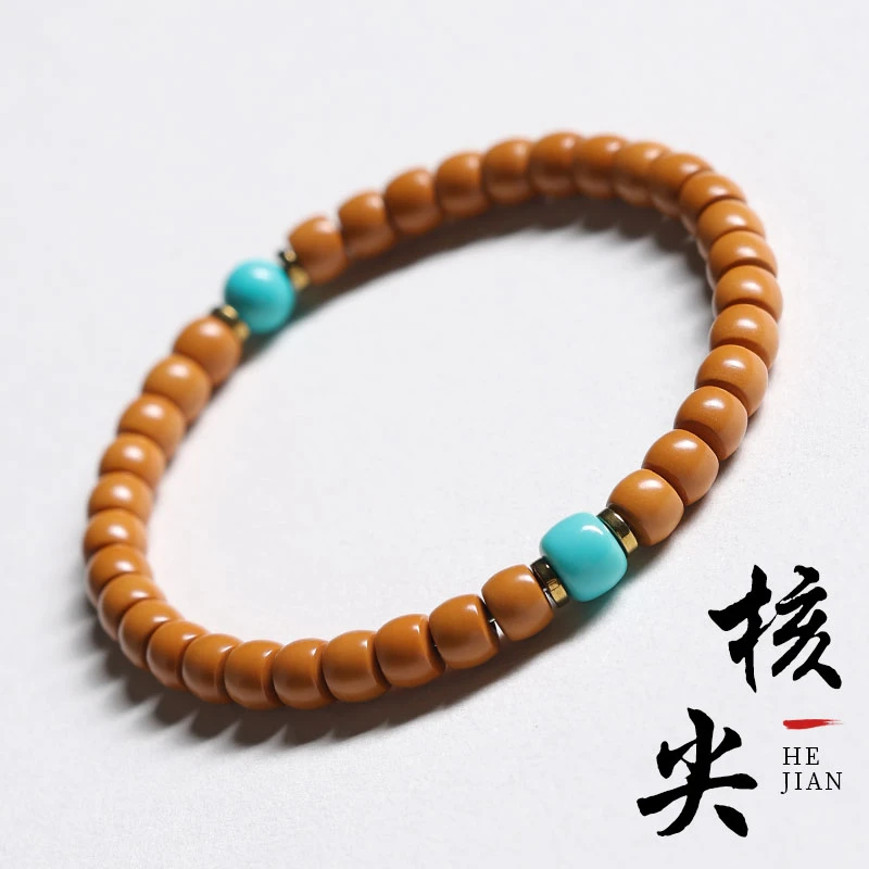 野生橄榄核核尖壁手串精品直切单圈文玩手串佛珠核尖手串