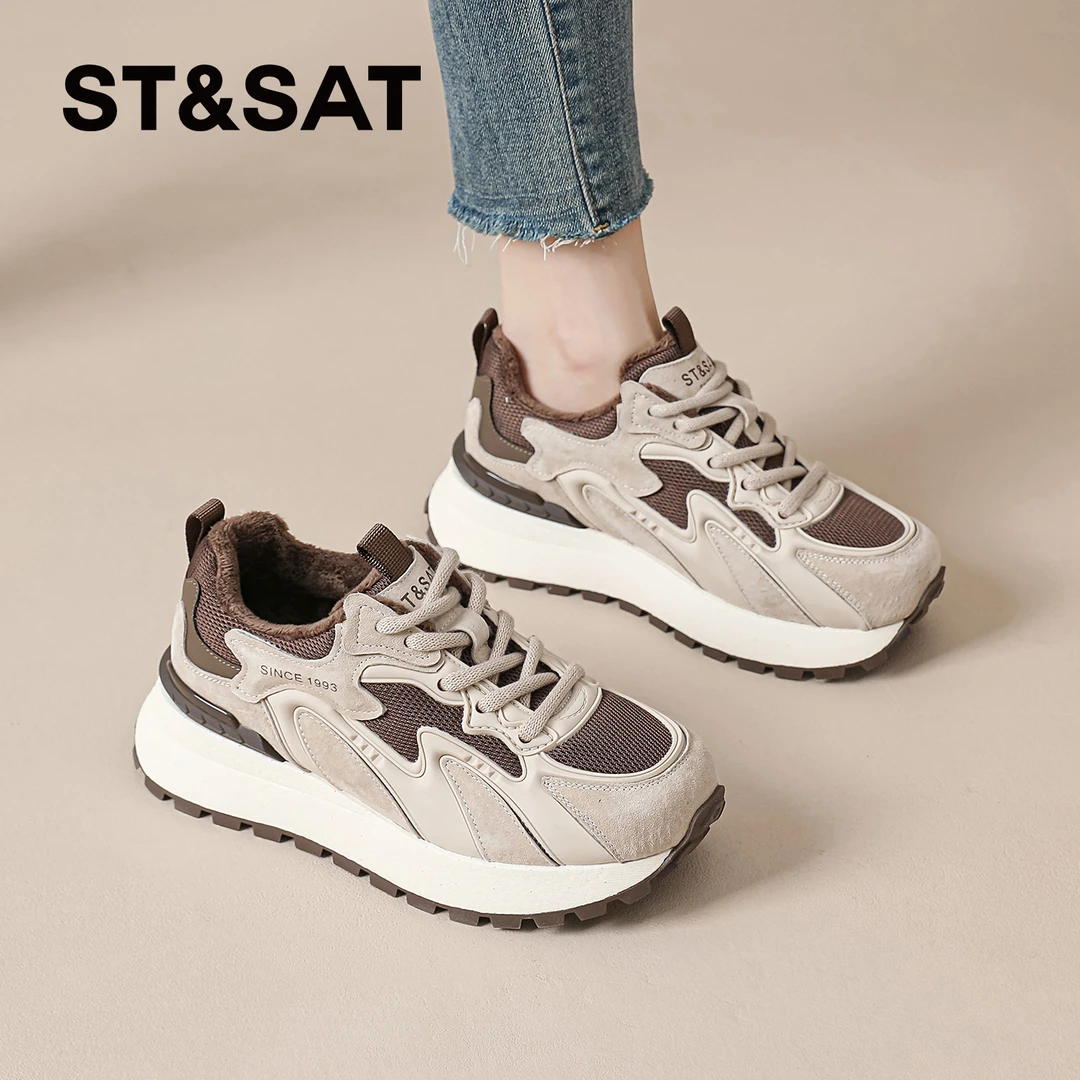 星期六加绒阿甘鞋女士2025秋冬季棉鞋休闲运动网红复古保暖雪地靴