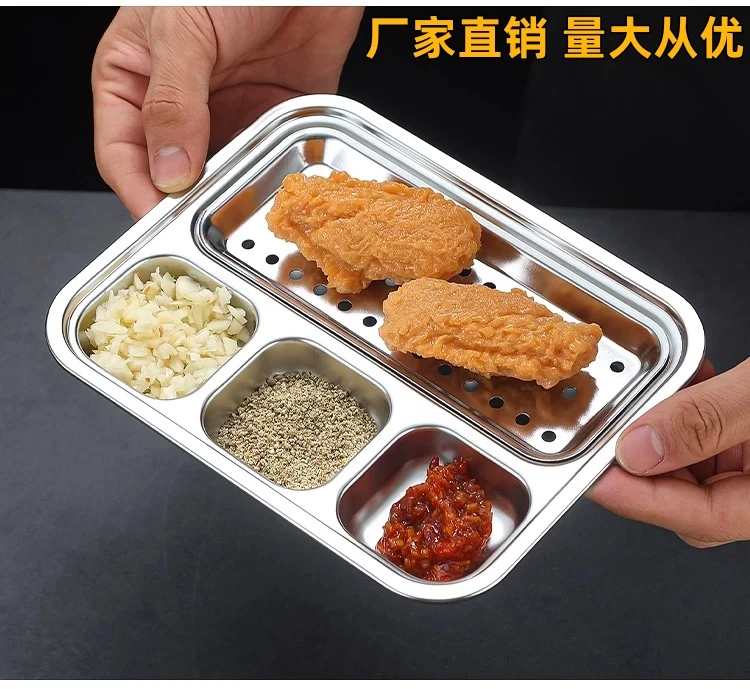 304不锈钢烤肉蘸料盘子韩式烧烤分格调料盘火锅酱料碟烤肉店餐具