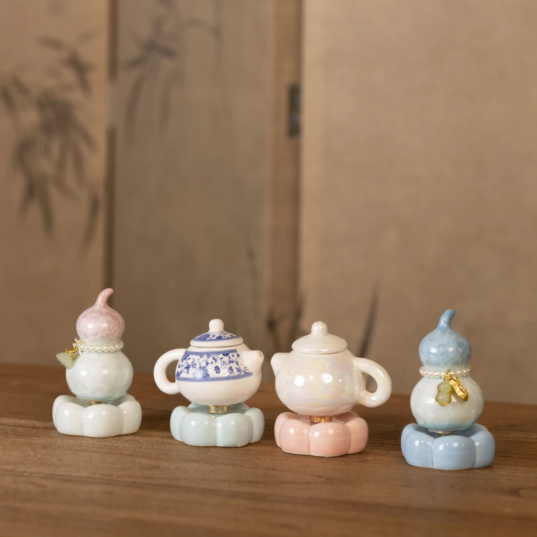 景德镇陶瓷葫芦摆件转转卡通装饰品桌面网红创意摆设礼物