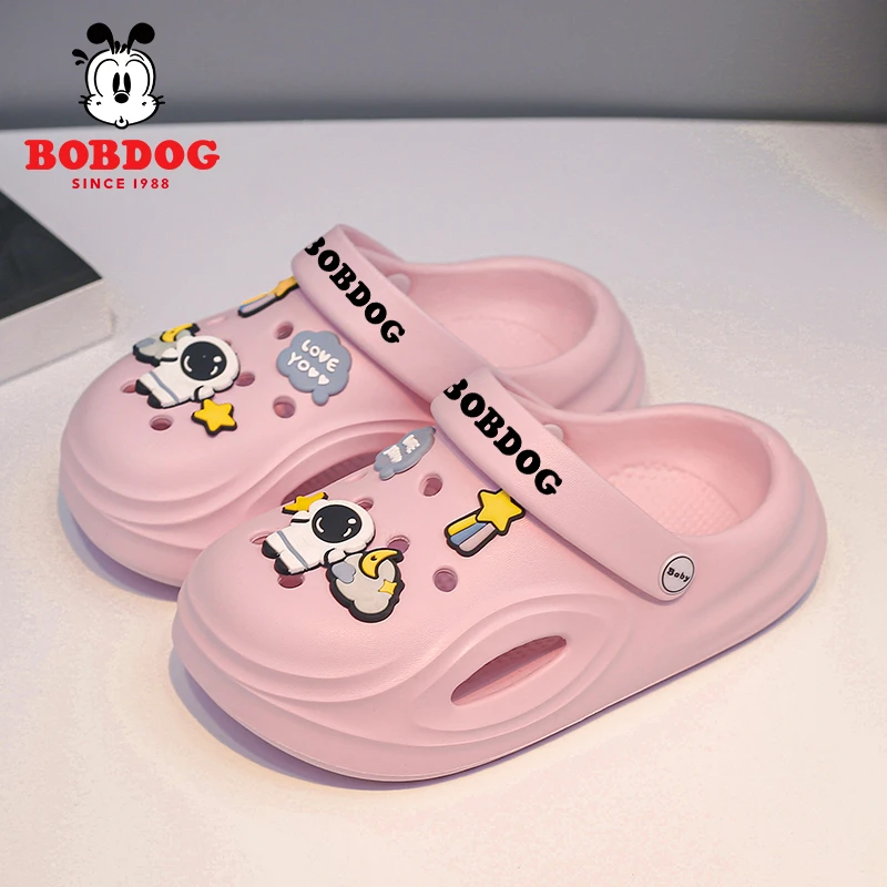 巴布豆洞洞鞋男童防滑夏季2025新款外穿包头拖鞋厚底沙滩凉鞋