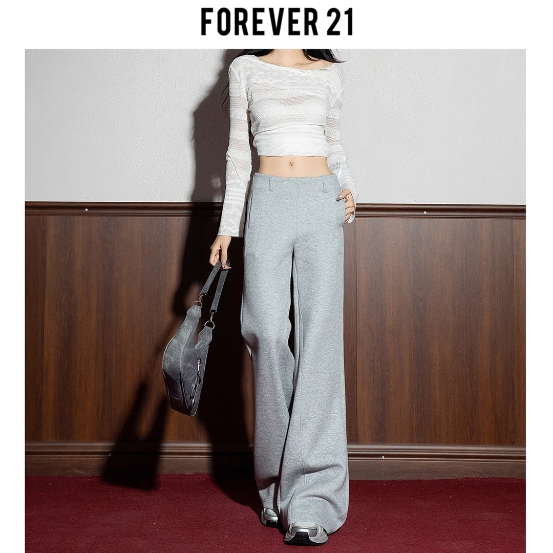 Forever 21秋冬新款2025修身显瘦时尚百搭微喇美式垂感休闲裤拖地