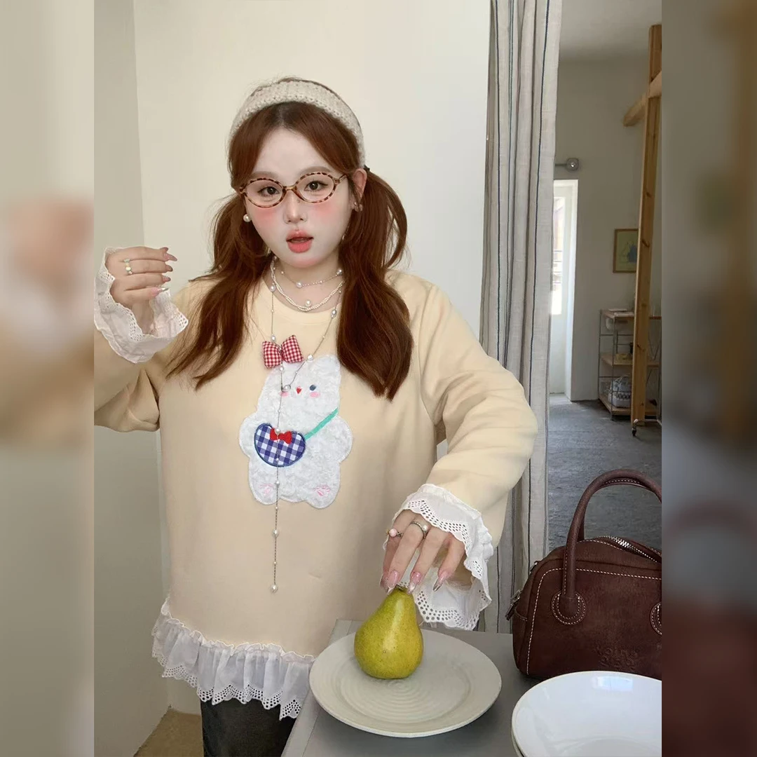 徐达布【喵韩高欧】大码宽松圆领卫衣女秋季微胖上衣R36808C53